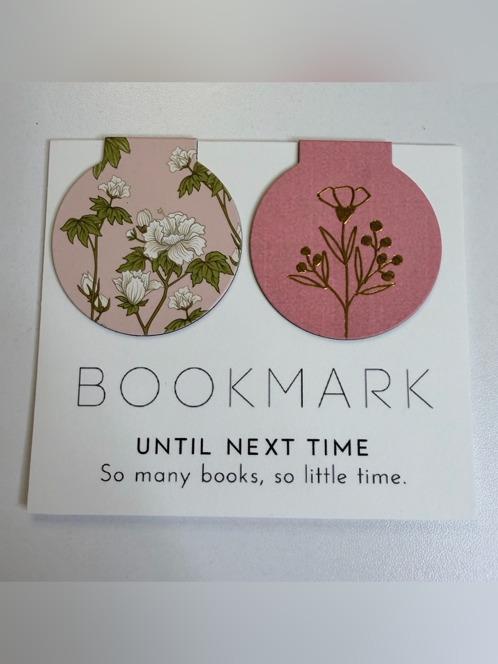 Pink Floral Magnetic Bookmark Duo - Home Office Stationery